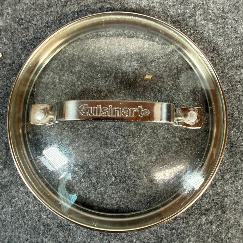 Cuisinart Glass Replacement Lid For Pot Pan 6" Inside Silver Metal Handle